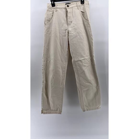 BANANA REPUBLIC Women's Cream Button-Fly High-Rise Relaxed-Fit Taper Jean SZ 27 - Picture 1 of 11